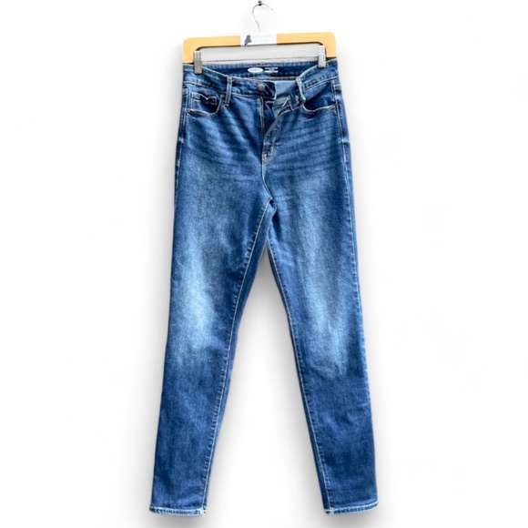 Women's Old Navy Power Slim Straight High Rise Jeans - dark wash - Picture 1 of 5